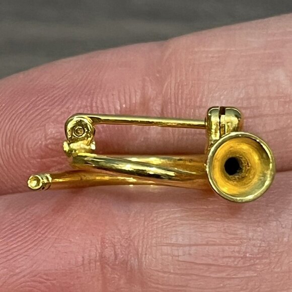 Vintage Unbranded Gold French Horn Instrument Brooch Pin - Picture 5 of 12
